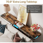 Console 70,9" en similicuir marbre avec cadre en métal et 3 étagères, or / noyer / marron