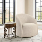 Fauteuil pivotant avec base rembourrée et pieds en bois, Kaki / Vert / Camel