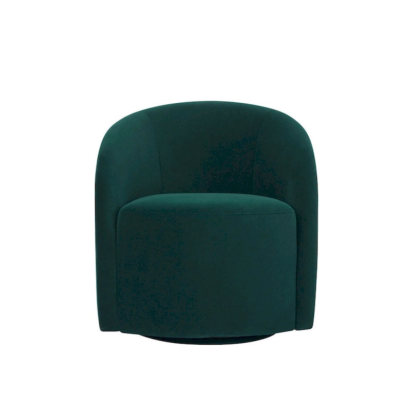 Fauteuil pivotant avec base rembourrée et pieds en bois, Kaki / Vert / Camel