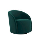 Fauteuil pivotant avec base rembourrée et pieds en bois, Kaki / Vert / Camel