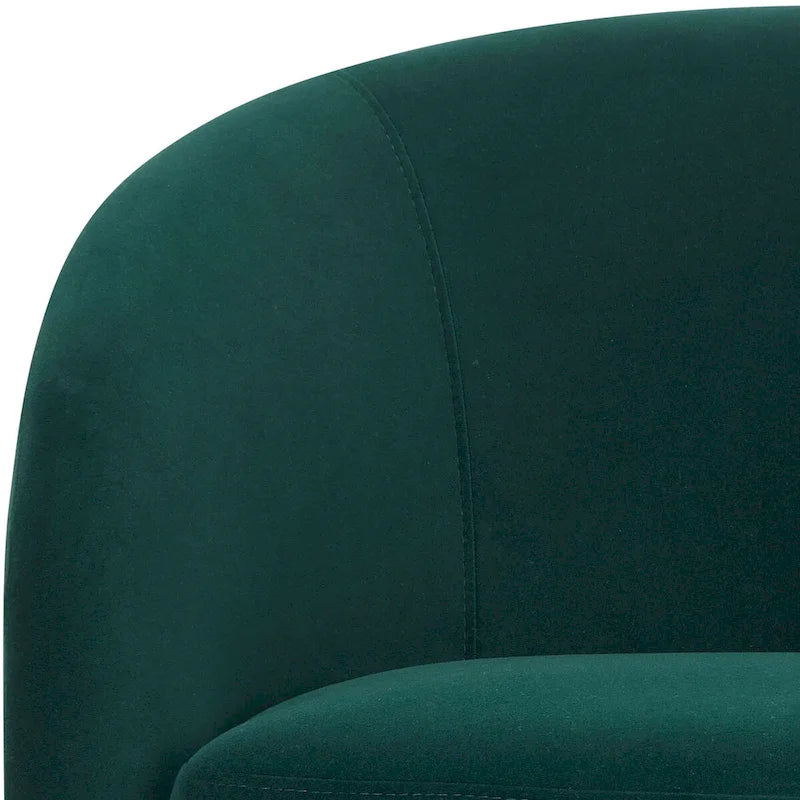 Fauteuil pivotant avec base rembourrée et pieds en bois, Kaki / Vert / Camel