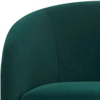 Fauteuil pivotant avec base rembourrée et pieds en bois, Kaki / Vert / Camel
