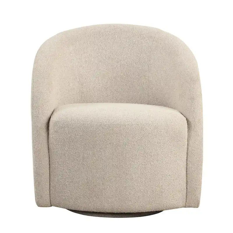 Fauteuil pivotant avec base rembourrée et pieds en bois, Kaki / Vert / Camel