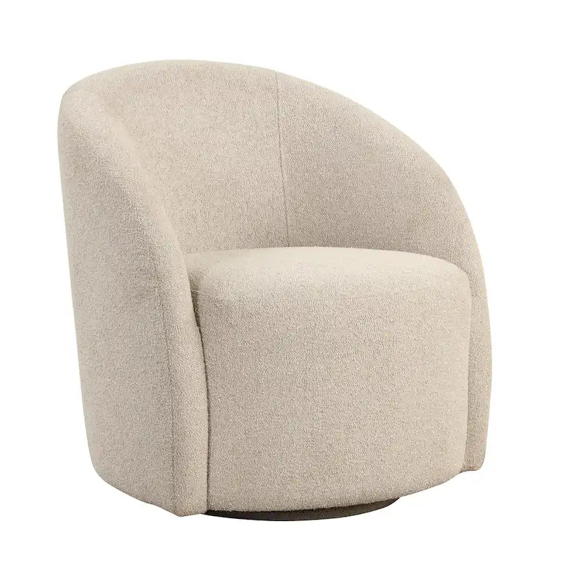 Fauteuil pivotant avec base rembourrée et pieds en bois, Kaki / Vert / Camel