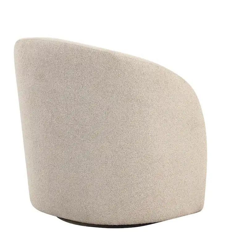 Fauteuil pivotant avec base rembourrée et pieds en bois, Kaki / Vert / Camel