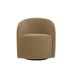 Fauteuil pivotant avec base rembourrée et pieds en bois, Kaki / Vert / Camel
