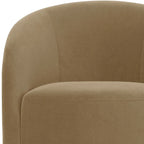 Fauteuil pivotant avec base rembourrée et pieds en bois, Kaki / Vert / Camel