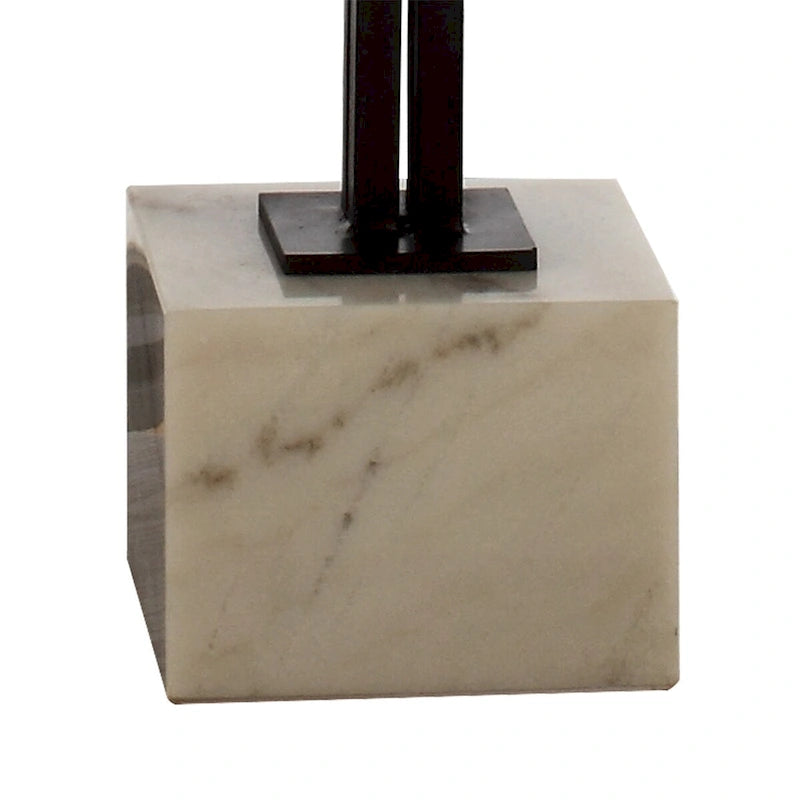 Table d'appoint ronde en placage de marbre avec plateau en verre trempé et cadre doré, Noir / Blanc