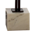 Table d'appoint ronde en placage de marbre avec plateau en verre trempé et cadre doré, Noir / Blanc