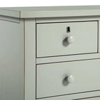 Table de chevet 4 tiroirs aspect vieilli avec assemblage à queue d'aronde, blanc antique / gris antique
