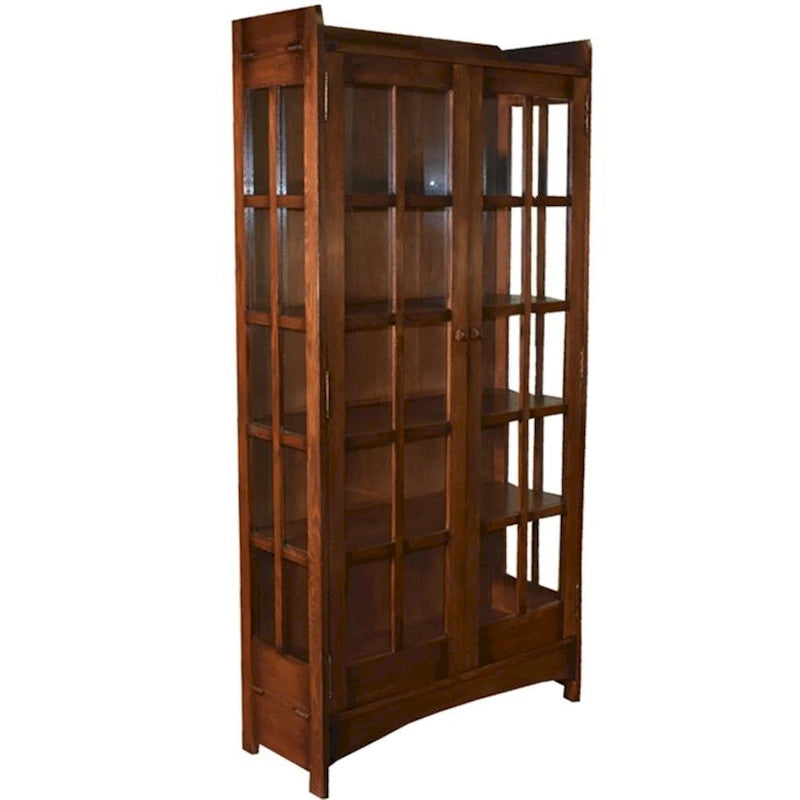 Vitrine/bibliothèque en verre de 39 po, Cerisier/Noyer