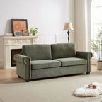 Canapé-lit convertible, polyester, vert / gris / beige, 2 places