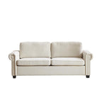 Canapé-lit convertible, polyester, vert / gris / beige, 2 places
