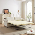 Canapé-lit convertible, polyester, vert / gris / beige, 2 places
