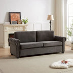 Canapé-lit convertible, polyester, vert / gris / beige, 2 places