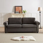 Canapé-lit convertible, polyester, vert / gris / beige, 2 places