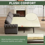 Canapé-lit convertible, polyester, vert / gris / beige, 2 places