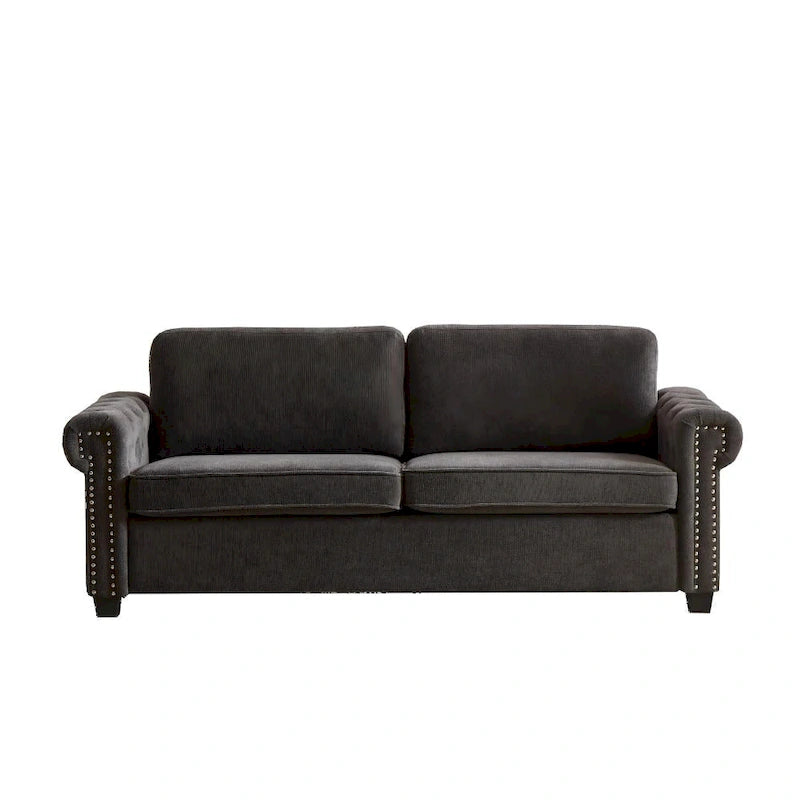 Canapé-lit convertible, polyester, vert / gris / beige, 2 places