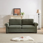 Canapé-lit convertible, polyester, vert / gris / beige, 2 places