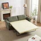 Canapé-lit convertible, polyester, vert / gris / beige, 2 places