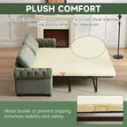 Canapé-lit convertible, polyester, vert / gris / beige, 2 places