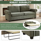 Canapé-lit convertible, polyester, vert / gris / beige, 2 places
