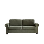 Canapé-lit convertible, polyester, vert / gris / beige, 2 places