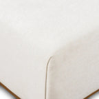 Ottoman en cuir italien pleine fleur avec table coulissante en placage de noyer, blanc bouleau / havane / tan sénoufo