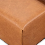 Ottoman en cuir italien pleine fleur avec table coulissante en placage de noyer, blanc bouleau / havane / tan sénoufo