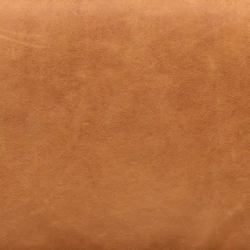 Ottoman en cuir italien pleine fleur avec table coulissante en placage de noyer, blanc bouleau / havane / tan sénoufo