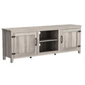 Meuble TV industriel de 70 po avec 2 portes et 4 compartiments de rangement ouverts, gris/noir