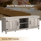 Meuble TV industriel de 70 po avec 2 portes et 4 compartiments de rangement ouverts, gris/noir