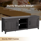Meuble TV industriel de 70 po avec 2 portes et 4 compartiments de rangement ouverts, gris/noir
