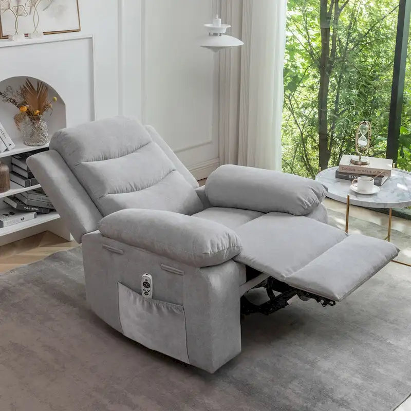 Fauteuil inclinable électrique avec massage et chaleur, gris clair, 1 place