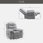 Fauteuil inclinable électrique avec massage et chaleur, gris clair, 1 place