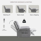 Fauteuil inclinable électrique avec massage et chaleur, gris clair, 1 place