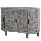 Buffet d'appoint 2 portes à motif ondulé avec pieds en bois, bleu marine / gris / noir / blanc