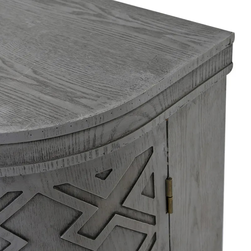 Buffet d'appoint 2 portes à motif ondulé avec pieds en bois, bleu marine / gris / noir / blanc