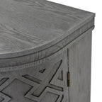 Buffet d'appoint 2 portes à motif ondulé avec pieds en bois, bleu marine / gris / noir / blanc