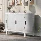 Buffet d'appoint 2 portes à motif ondulé avec pieds en bois, bleu marine / gris / noir / blanc