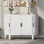 Buffet d'appoint 2 portes à motif ondulé avec pieds en bois, bleu marine / gris / noir / blanc