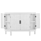 Buffet d'appoint 2 portes à motif ondulé avec pieds en bois, bleu marine / gris / noir / blanc