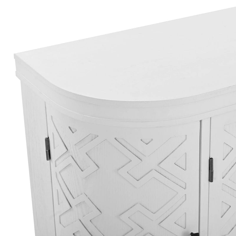 Buffet d'appoint 2 portes à motif ondulé avec pieds en bois, bleu marine / gris / noir / blanc