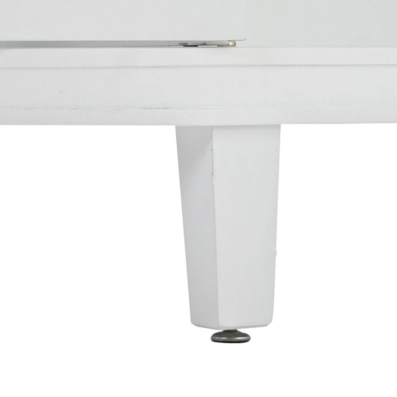 Buffet d'appoint 2 portes à motif ondulé avec pieds en bois, bleu marine / gris / noir / blanc