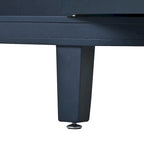 Buffet d'appoint 2 portes à motif ondulé avec pieds en bois, bleu marine / gris / noir / blanc