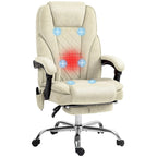 Fauteuil de bureau massant avec chauffage, repose-pieds et dossier inclinable, rose / beige / marron / gris