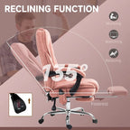 Fauteuil de bureau massant avec chauffage, repose-pieds et dossier inclinable, rose / beige / marron / gris