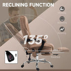 Fauteuil de bureau massant avec chauffage, repose-pieds et dossier inclinable, rose / beige / marron / gris