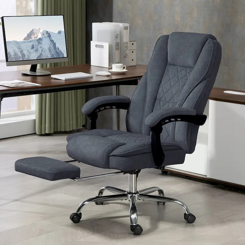 Fauteuil de bureau massant avec chauffage, repose-pieds et dossier inclinable, rose / beige / marron / gris