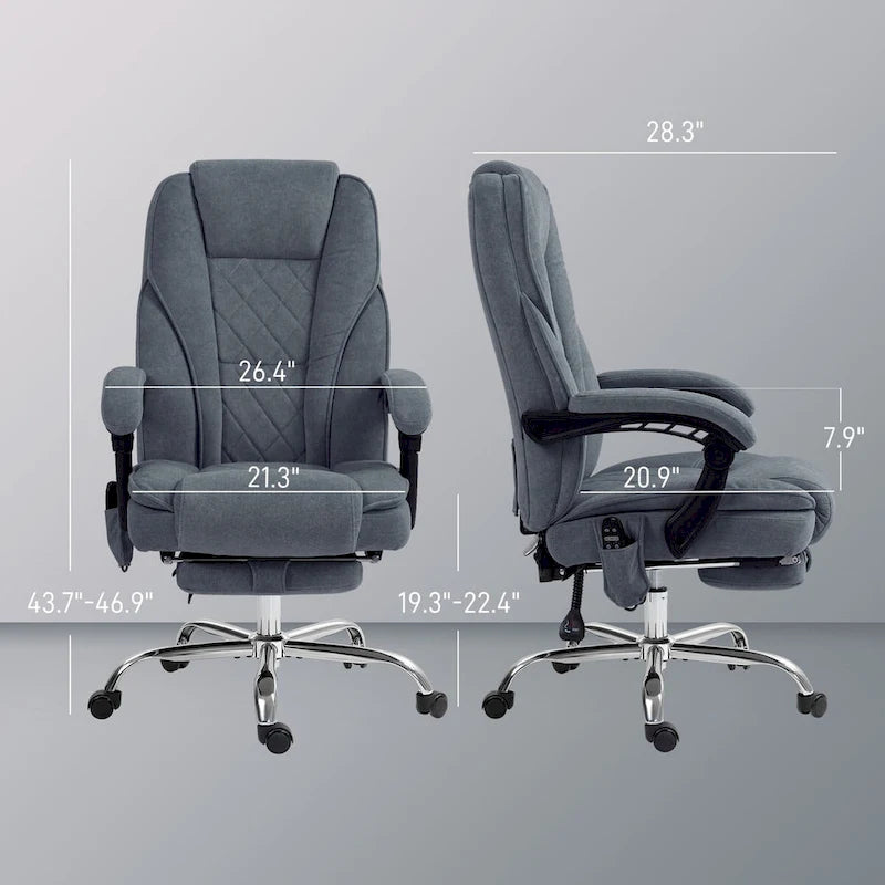 Fauteuil de bureau massant avec chauffage, repose-pieds et dossier inclinable, rose / beige / marron / gris